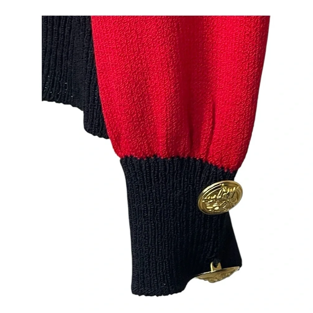 St John’s Vintage Red and Black Women's Cardigan with Gold Accents S - Picture 4 of 8